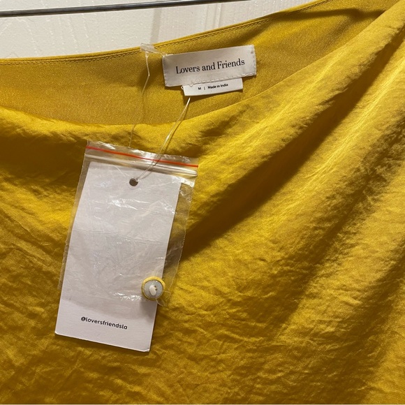NWT Lovers and Friends Ana Dress in Marigold Yellow One Sleeve Cocktail Size M - Picture 5 of 9